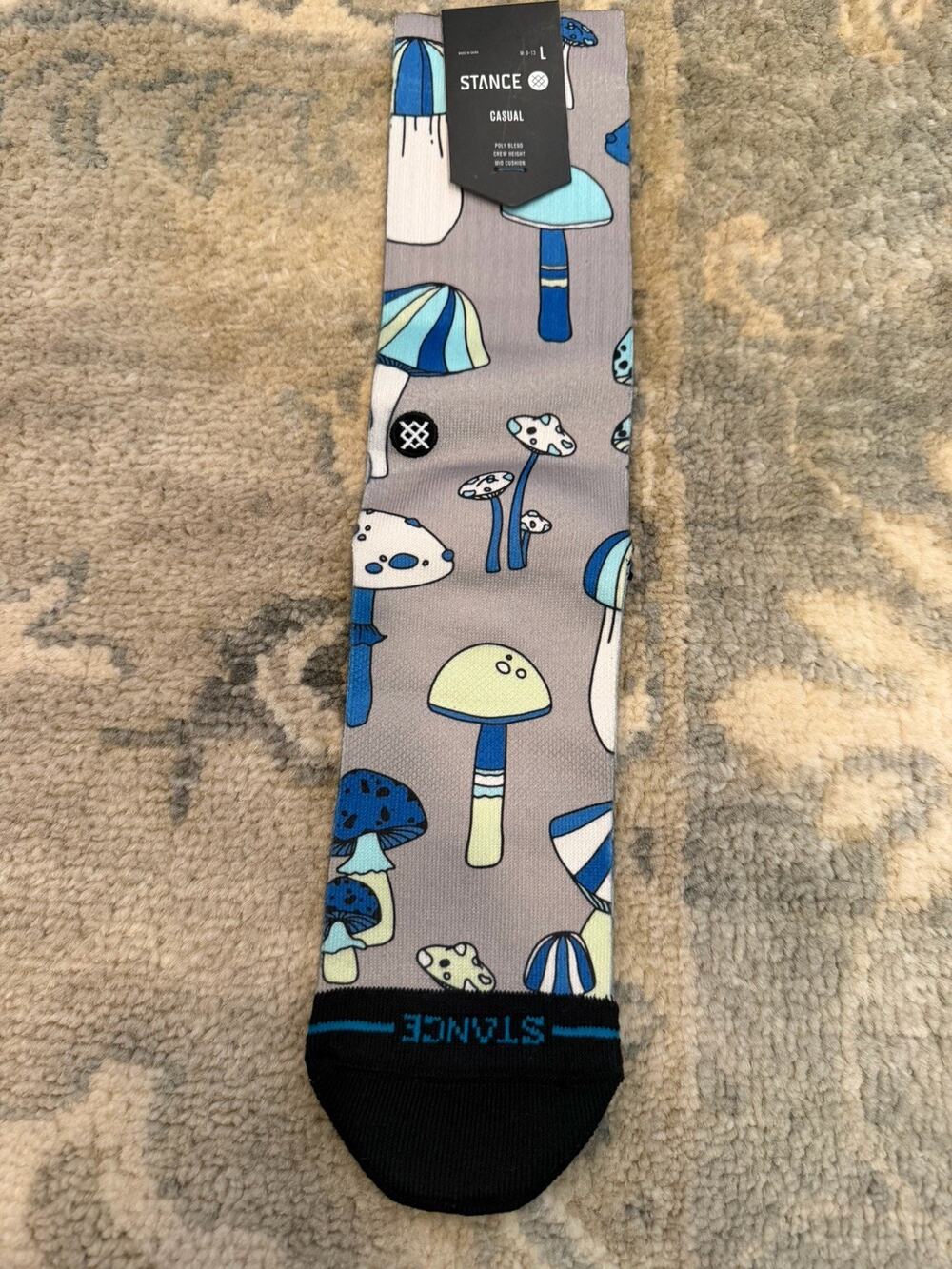 NEW Stance Socks Mushroom Microbial Crew Socks Brand New With Tags Size Large